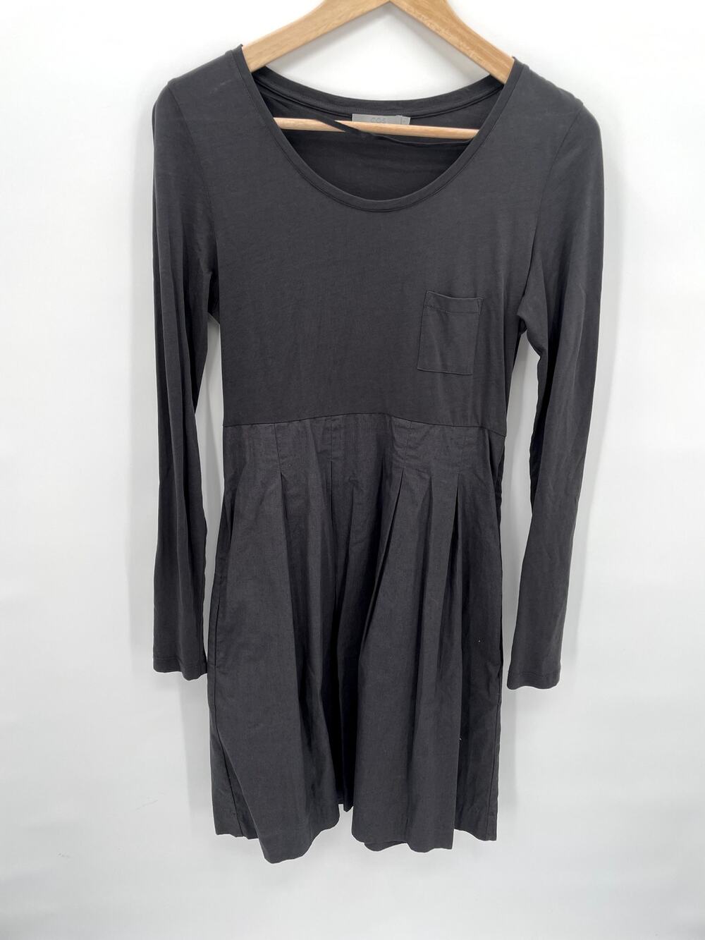 COS Long Sleeve Grey Fit & Flare Cotton Dress // S